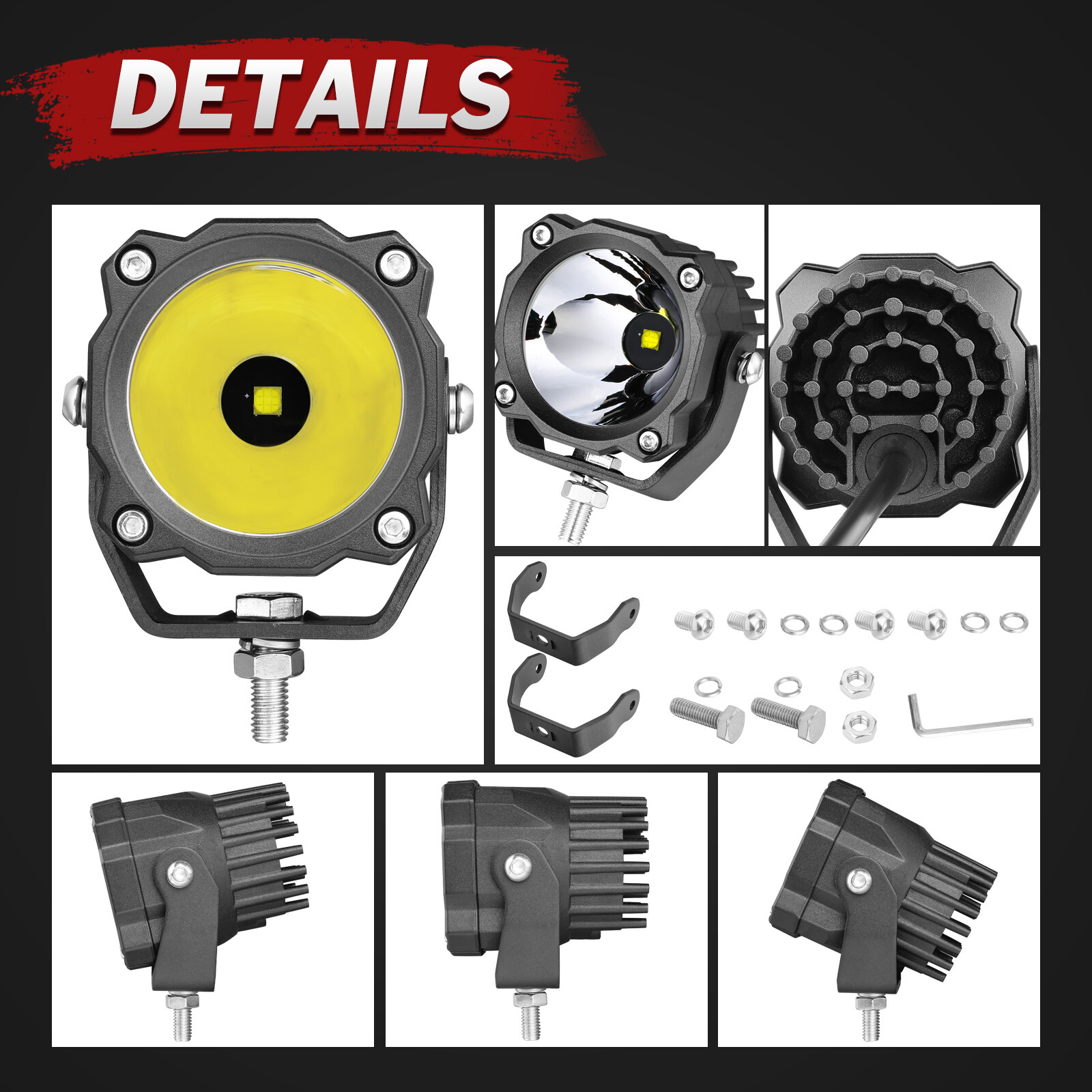 Pair 2.6Inch Led Driving Light Pods Spot Beam Off Road ATV Truck Deep Reflector
