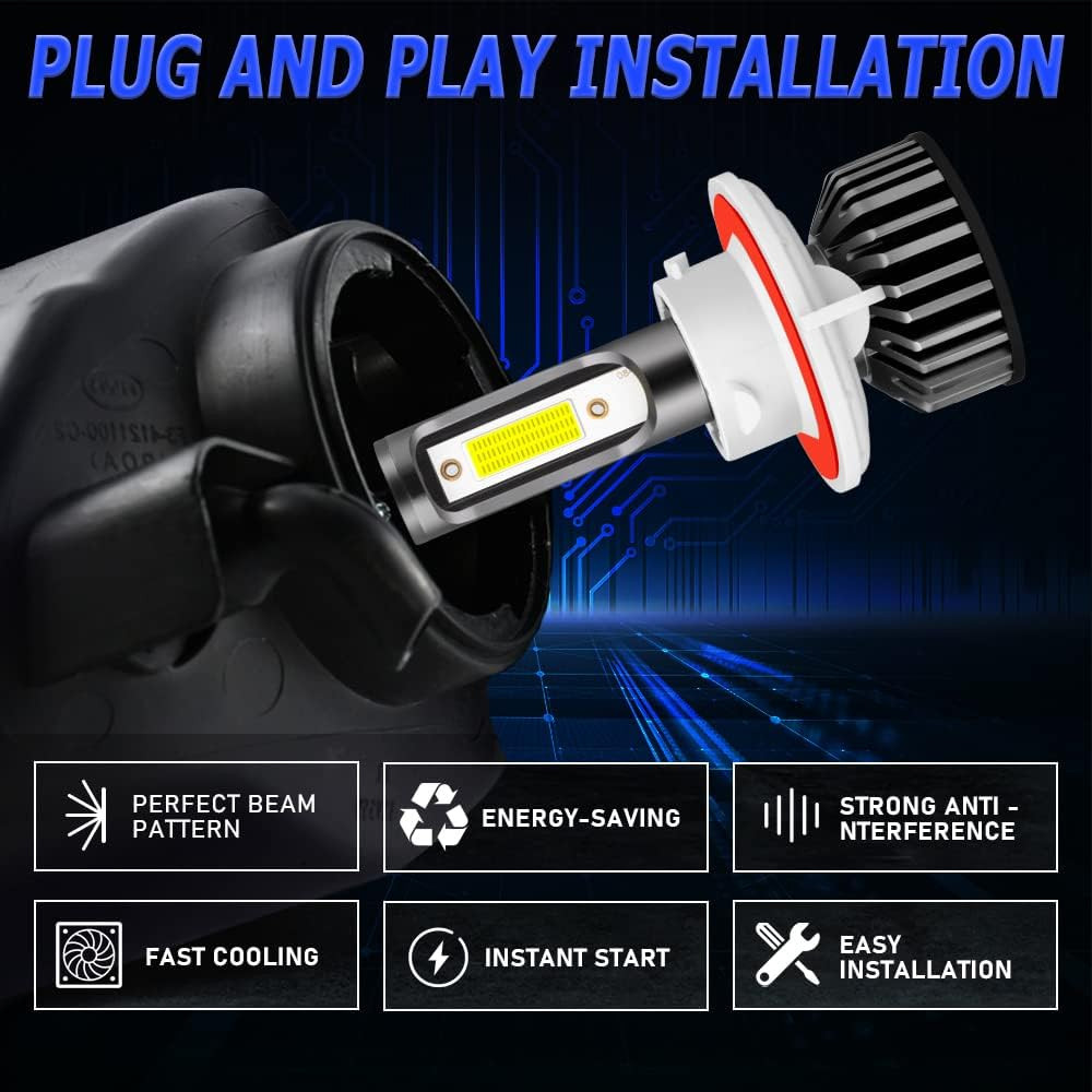 For 2004-2014 Ford F150 6000K LED Headlight Hi/Lo +Fog Light 4 Bulbs Combo kit