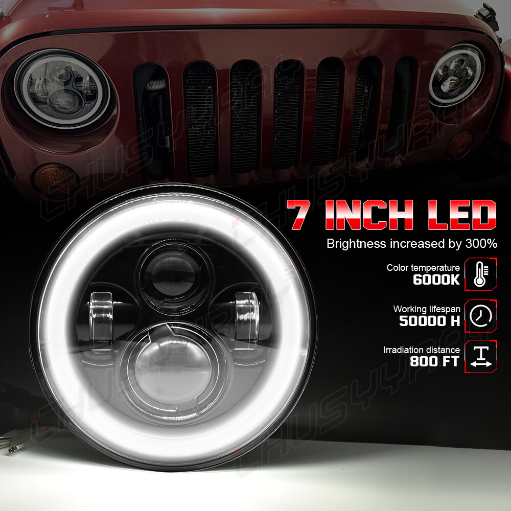 For Hummer H2 H3T 05-10 7″ INCH Halo LED Headlight DRL&4″ Fog Lights Combo Kit