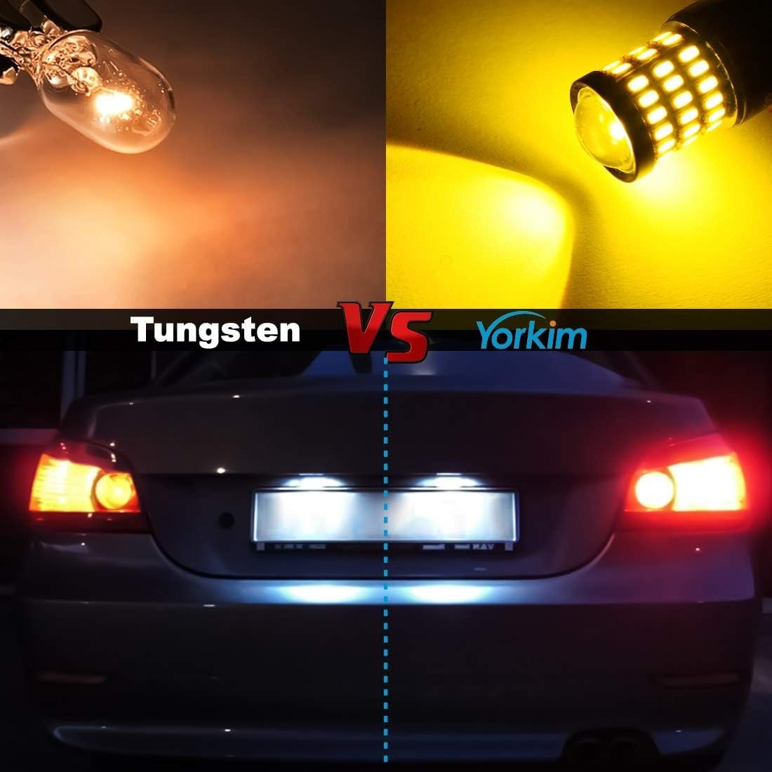 Plug & Play 3157 Amber LED Bulbs for Front/Rear Turn Signals – 50000 Hours Life
