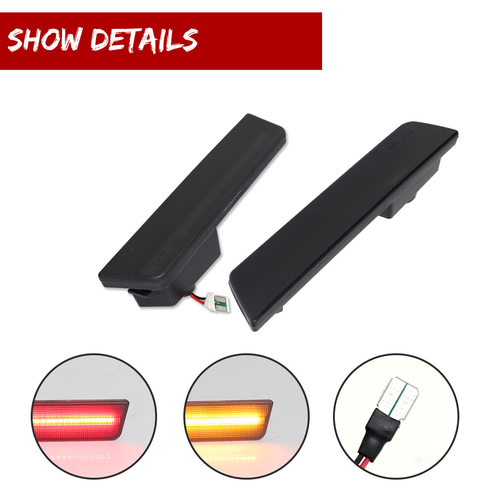 Smoked Lens LED Front & Rear Side Marker Lights For 2008-2014 Dodge Challenger