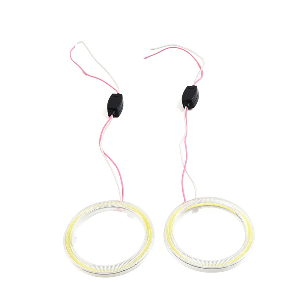 70MM DRL Fog Headlights Lamp COB Angel Eyes Halo Ring LED Light Red 2pcs 12V