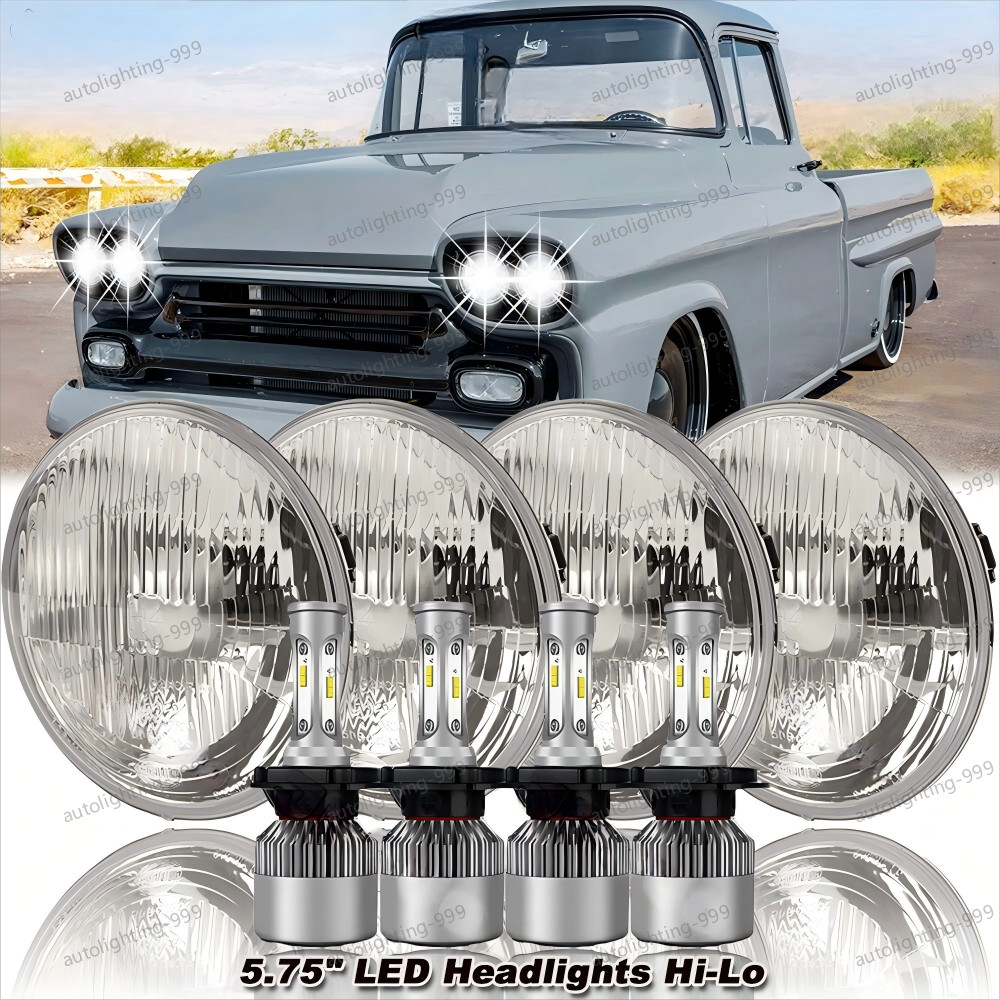 4pcs 5 3/4 5.75 Halo LED Headlights for GMC C15/C1500 C25/C2500 C35/C3500 Pickup