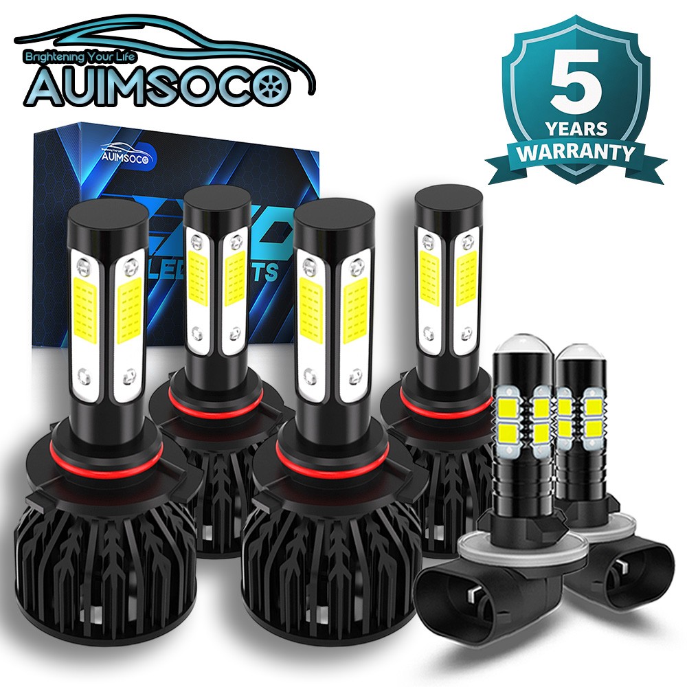 6x LED Headlights 9005 9006 881 High Low Beam Fog Light 6000K Super White Kit