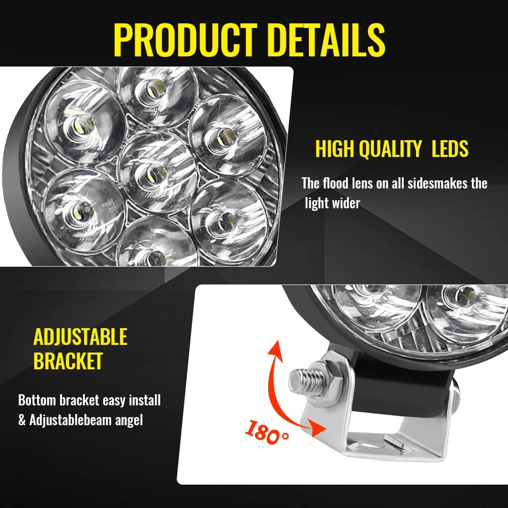 2“inch ED Work Light Flood SPOT Lights Fit Truck Off Road Tractor ATV Round USA