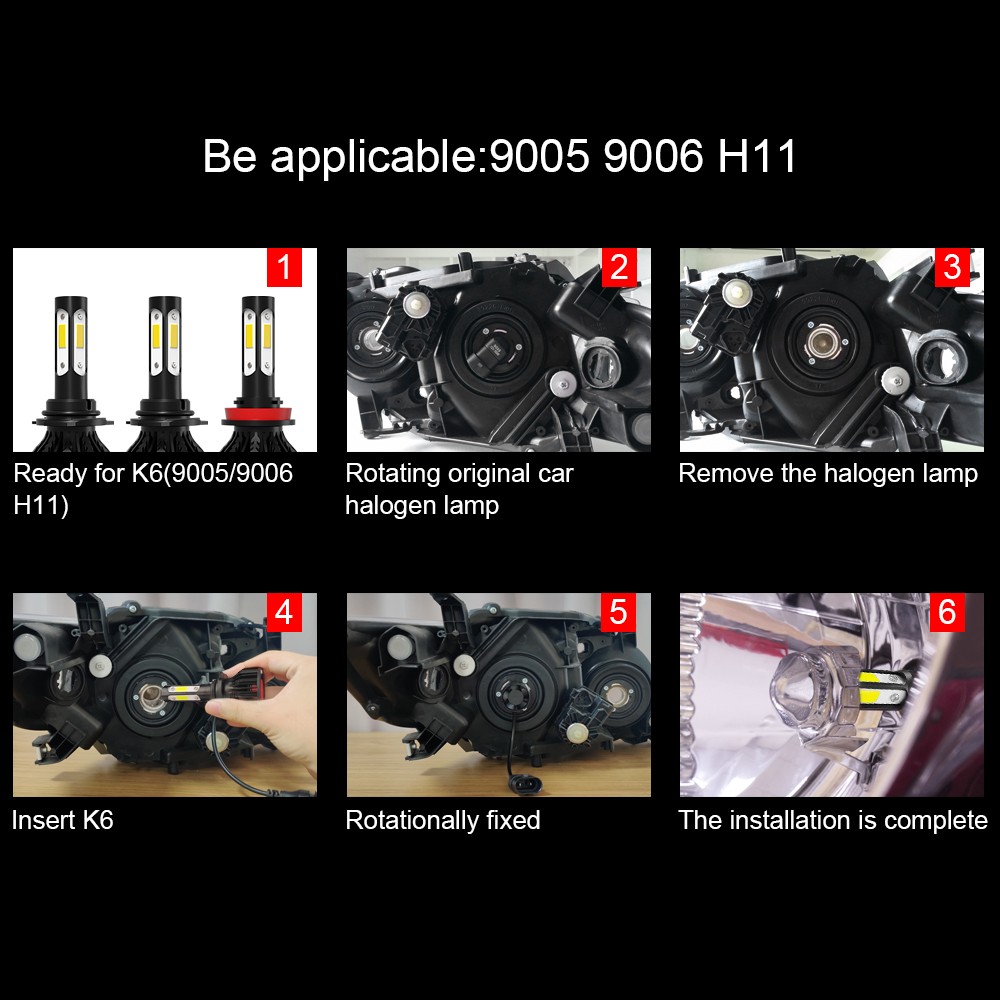 H11 H9 9005 HB3 LED Headlight Bulbs KIT Combo High&Low Beam Super Bright White