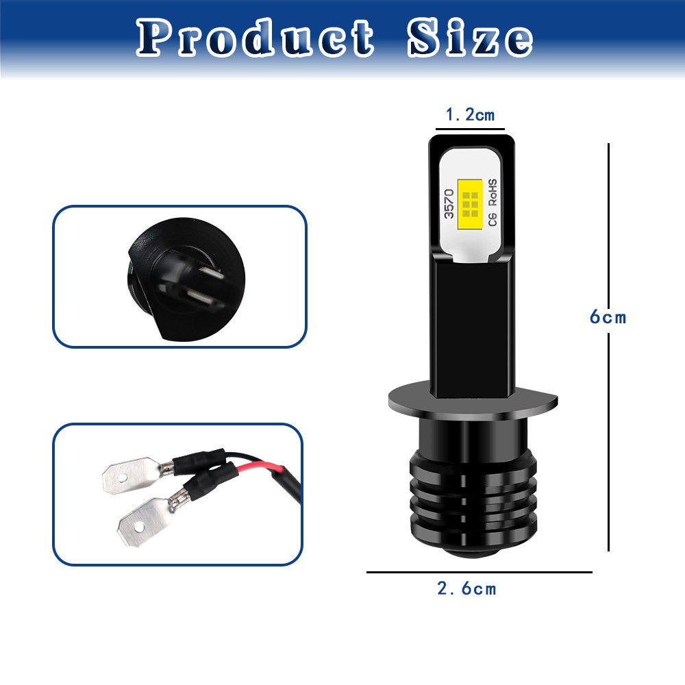 NEW H1 6000K CSP LED Headlight Bulb Kit Super Bright White 40000LM High Low Beam