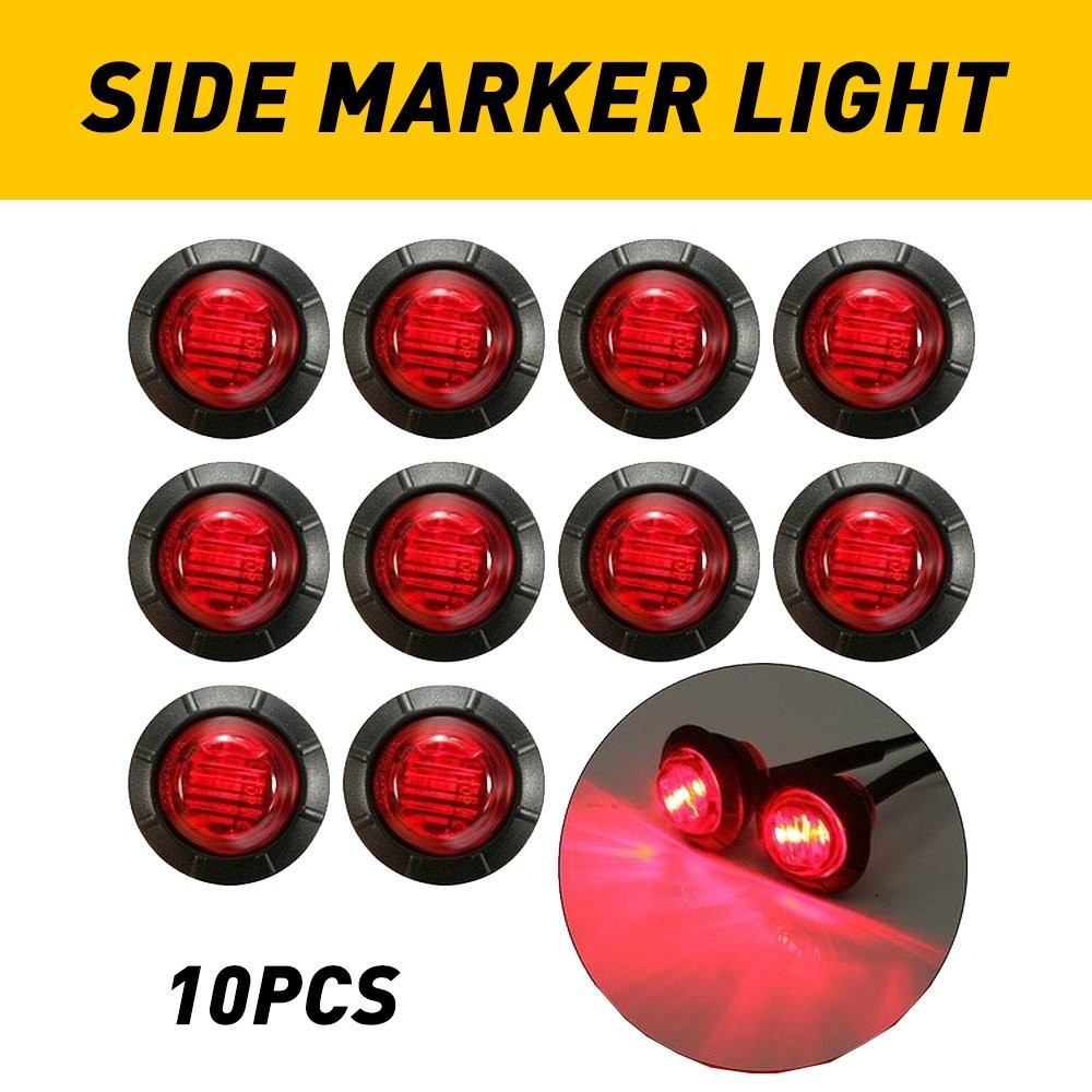 Red Marker Lights 3/4″ LED Truck Trailer Round Clearance Side Light Super Bright