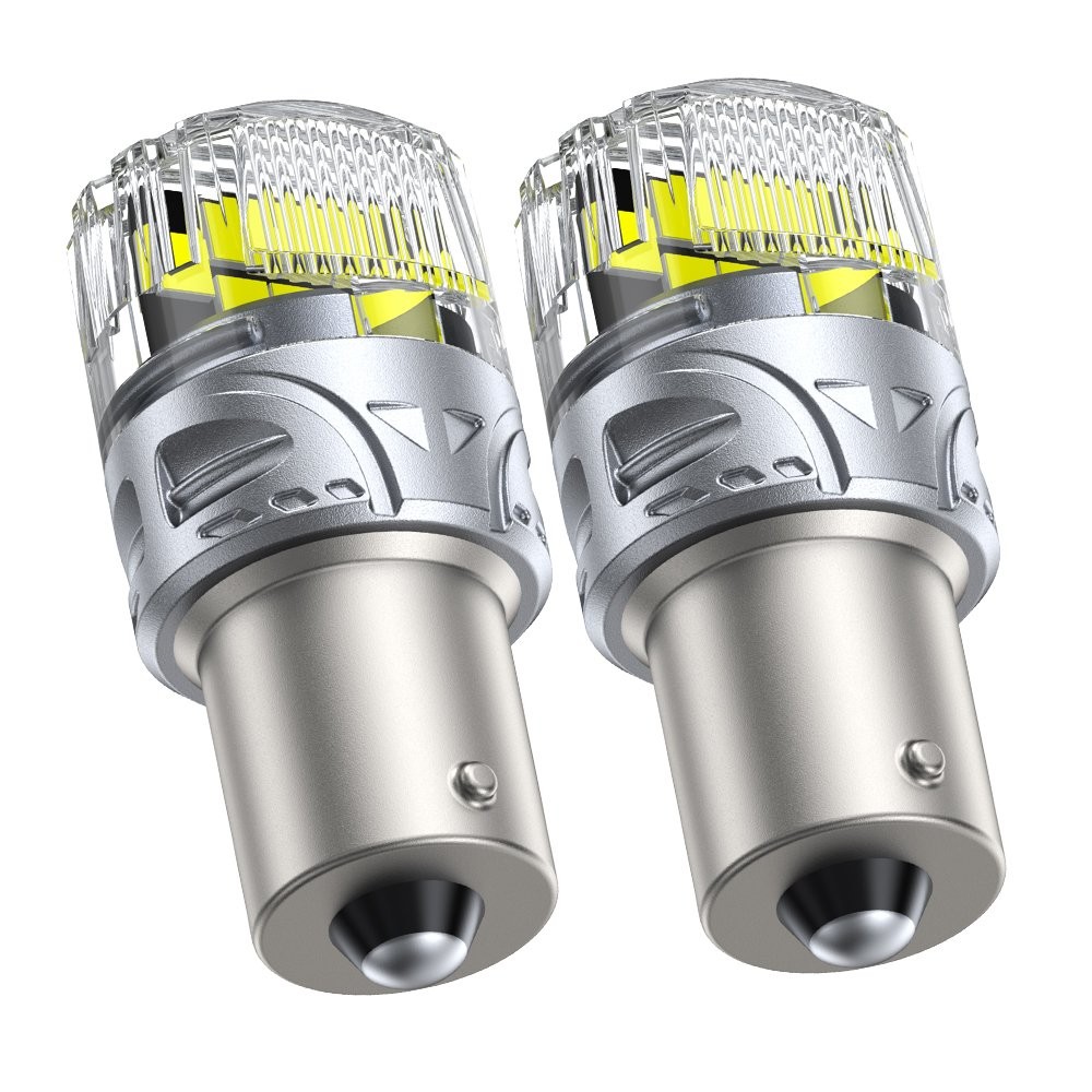 Pair LED DRL Turn Tail Signal Light Bulbs White 1156 High Power SMD Silver-Body