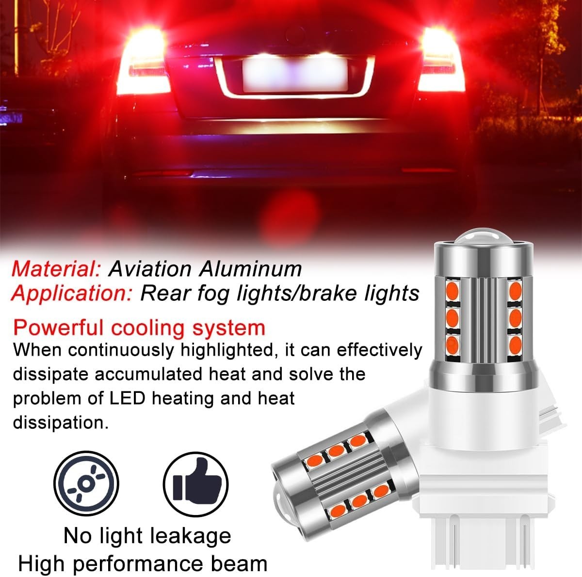 Durable Aviation Aluminum 3157 T25 LED Turn Signal Bulbs – 50000 Hour Life