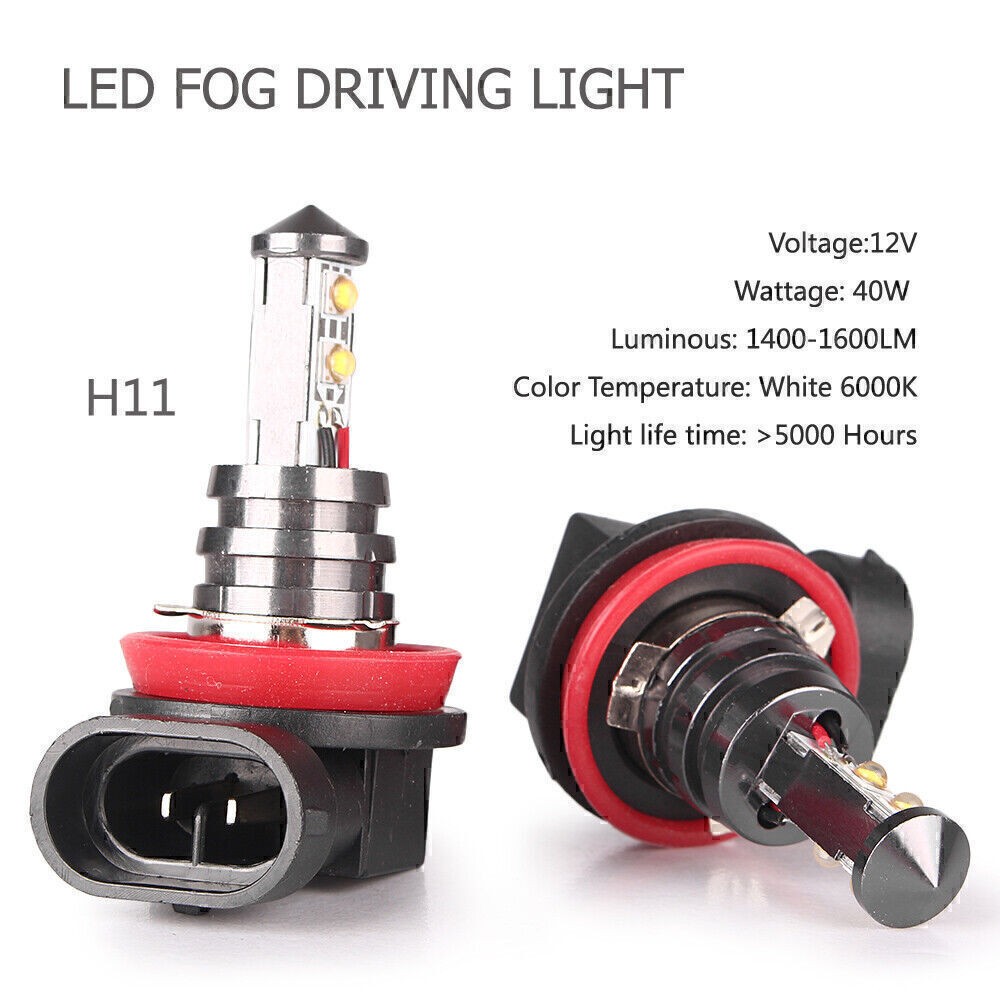 2x 20W H11 Car LED Front Fog Light Headlight White 6000k Daytime Running Light