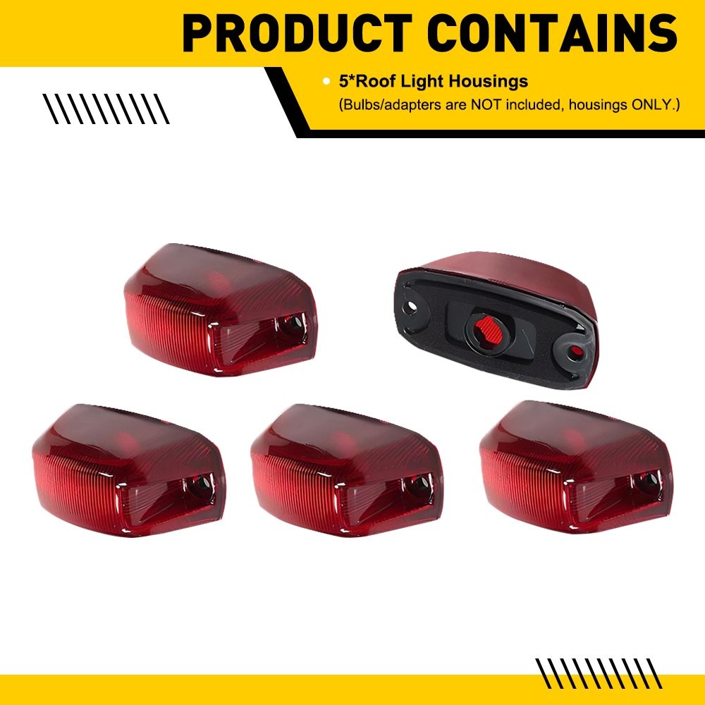 5-50 Red Rear Top Cab Roof light Housings For 2014-2023 Dodge RAM Promaster 1500