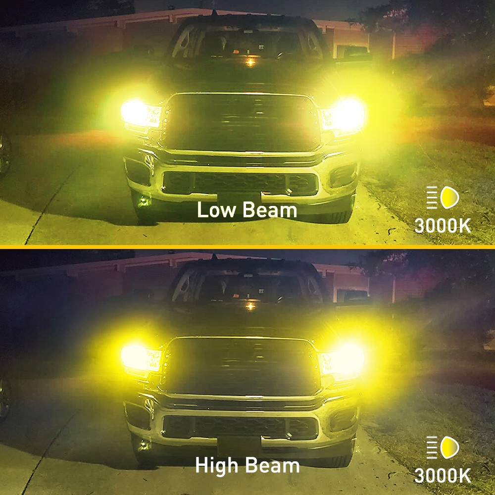2X H4 9003 LED Headlight Bulbs High/Low Beam 800% Brighter 3000K Amber Yellow
