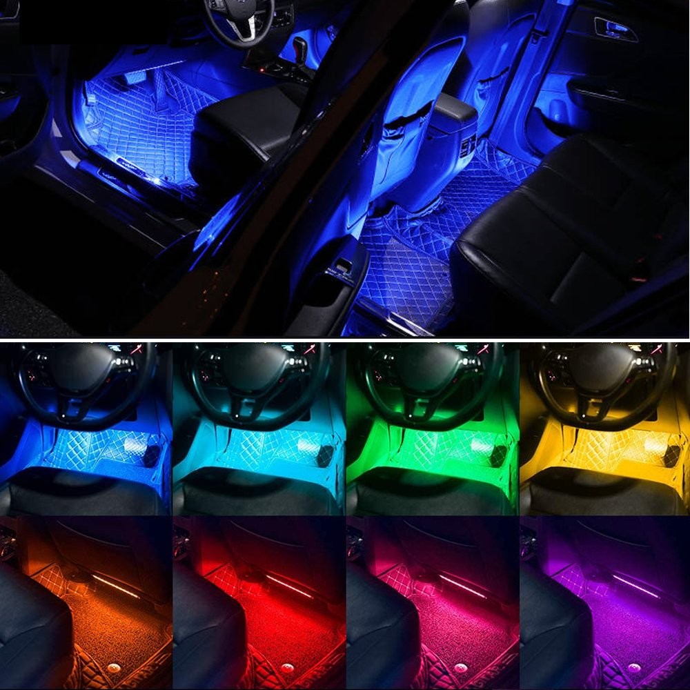 1T4 RGB LED Glow Interior Car Lamp Under Dash Inside Footwell Seats Lighting APP