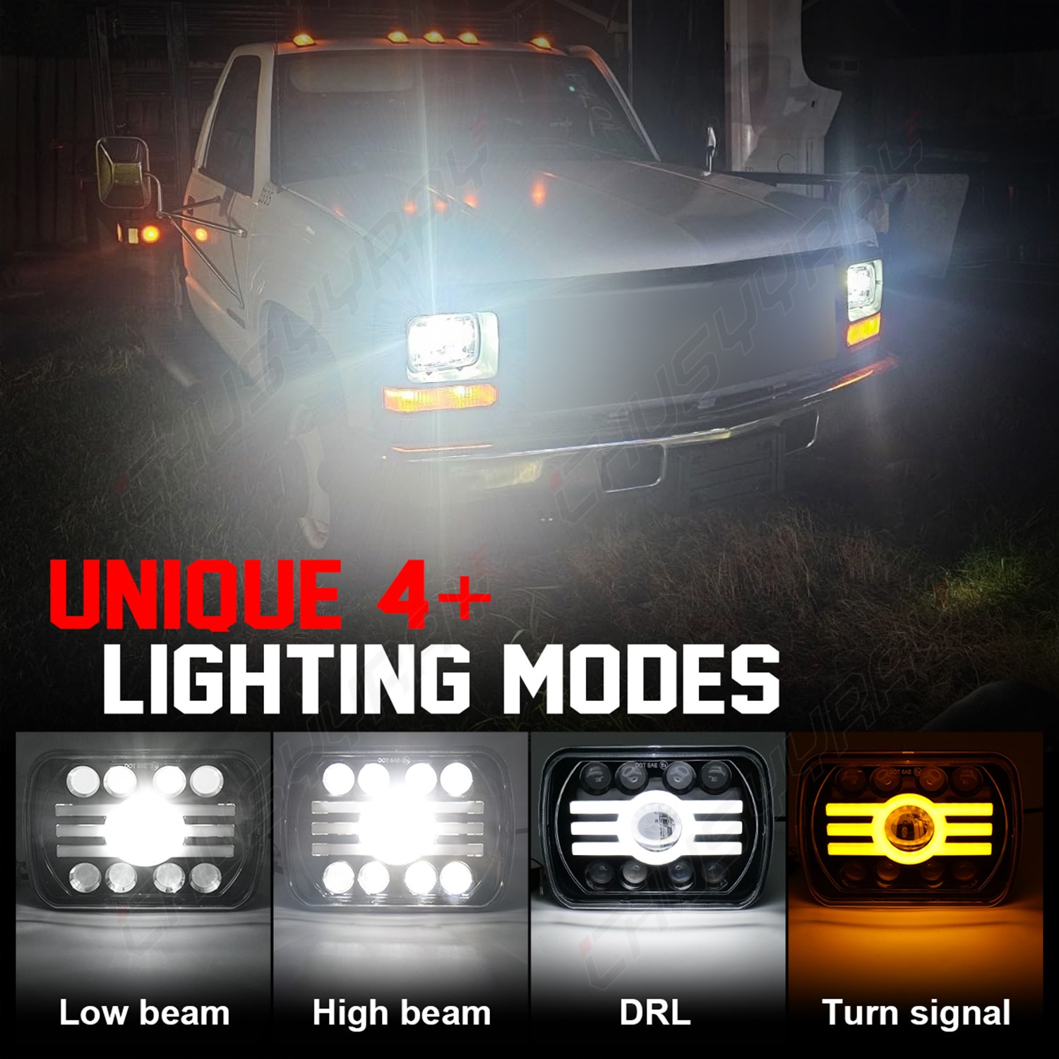 fit Chevrolet C10 C20 C30 K10 K20 K30 7×6 5×7″ inch LED Headlight High-Low Beam