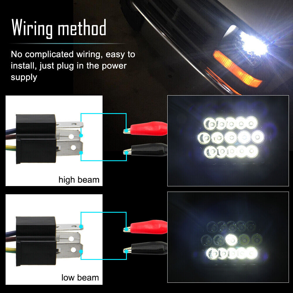 NEW 5X7″ 7×6″ LED Headlight For 1986-1995 Jeep Wrangler YJ 1984-2001 Cherokee XJ
