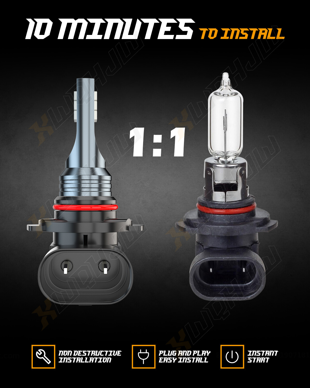 Combo 6000K White 9005+H11 LED Headlight Bulbs High&Low Beam Kit 120W 16000LM