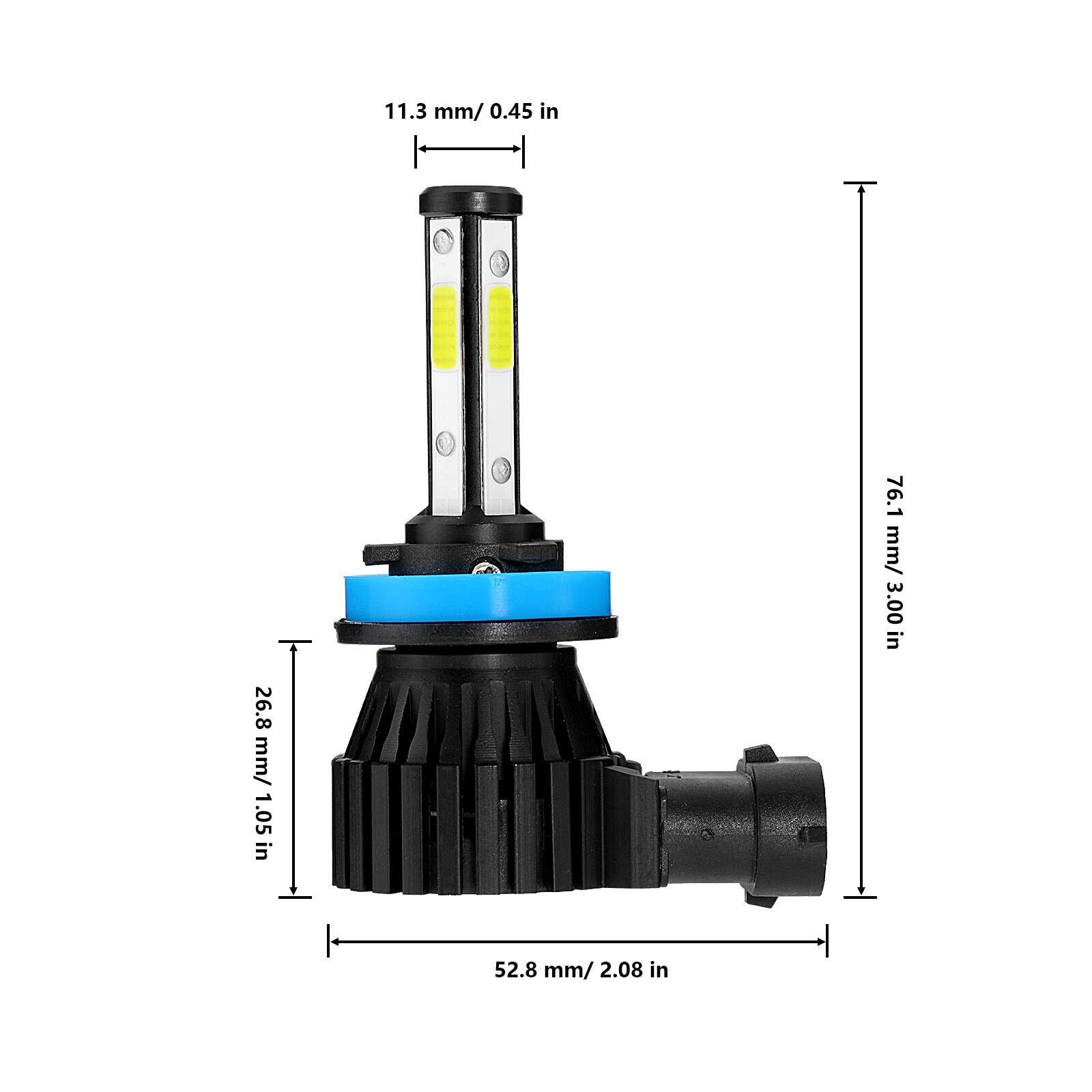 IRONWALLS H11 H9 LED Headlight High/Low Beam Super Bright 6500K White 360000LM