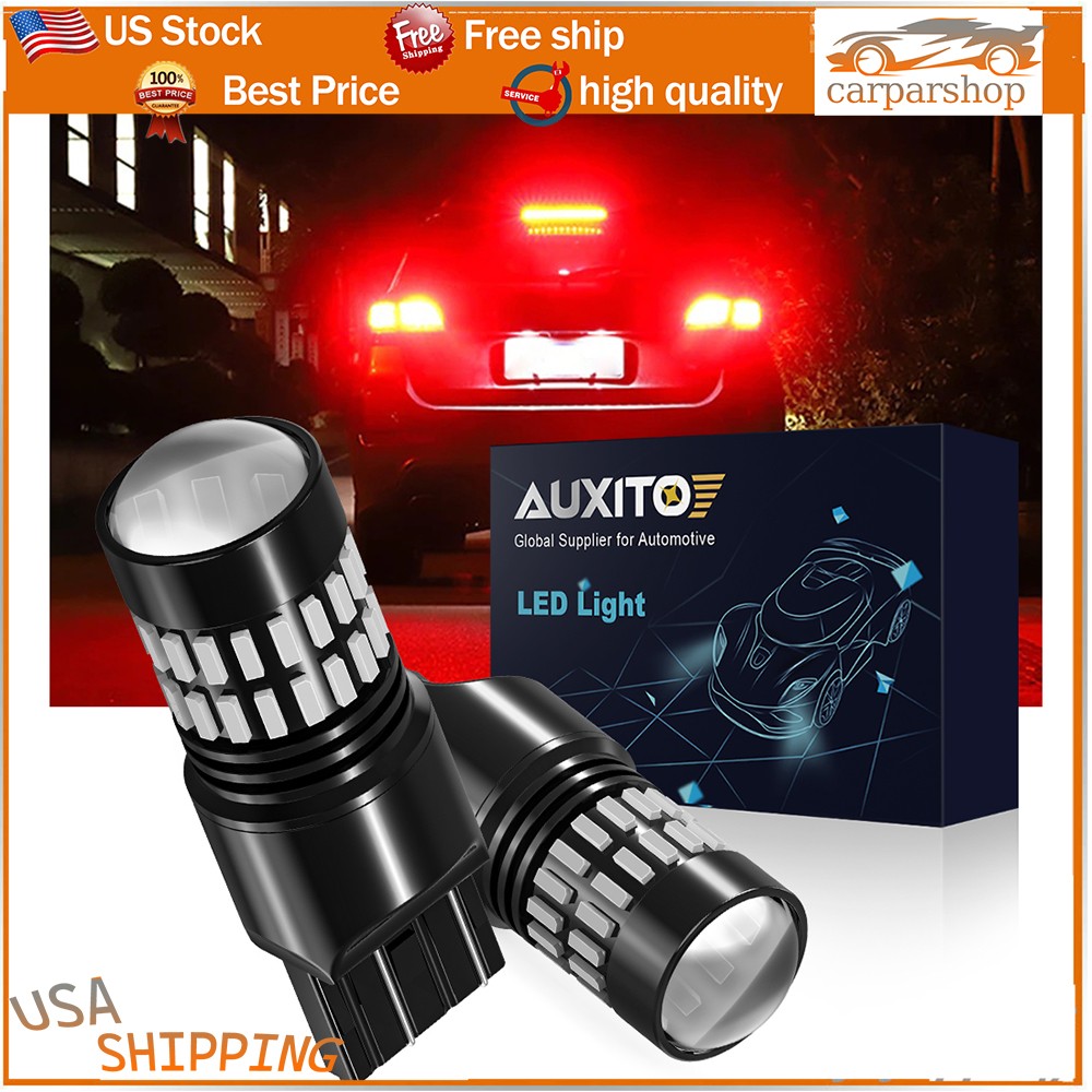 2X AUXITO 7443 7440 LED RED Brake Stop Tail Parking Lights Bulbs CANBUS Brighter