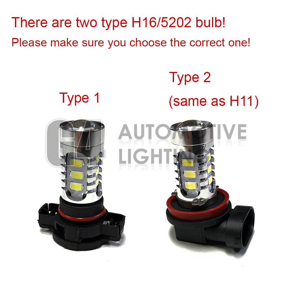 2x H16 5202 LED Bulbs High Power DRL SMD 5730 Fog Light Projector Bulb White
