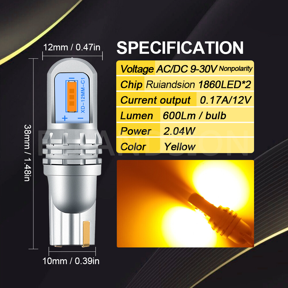Ruiandsion T10 LED Bulb W5W Automotive Interior Lights 9V-30V AC/DC 600lm 4Color