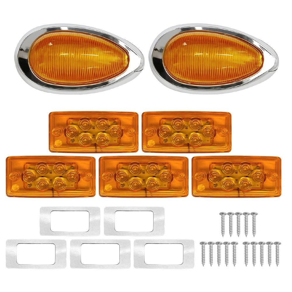 7-70x LED Cab Roof&Side Marker Amber Light Fit Freightliner Volvo Truck Trailer