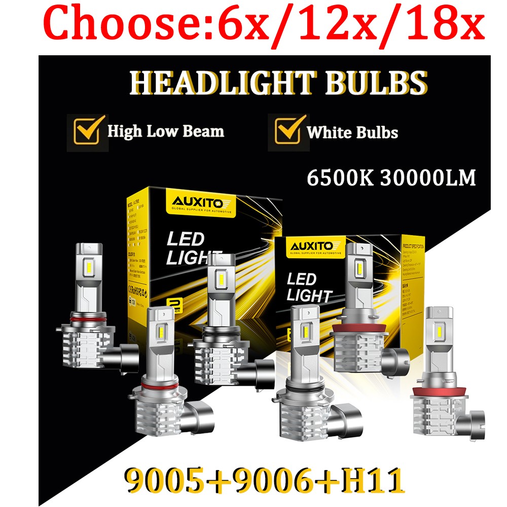 9005 9006 H11 Combo LED Headlight Fog Bulbs Kit High Low Beam 6000K White 6-18X