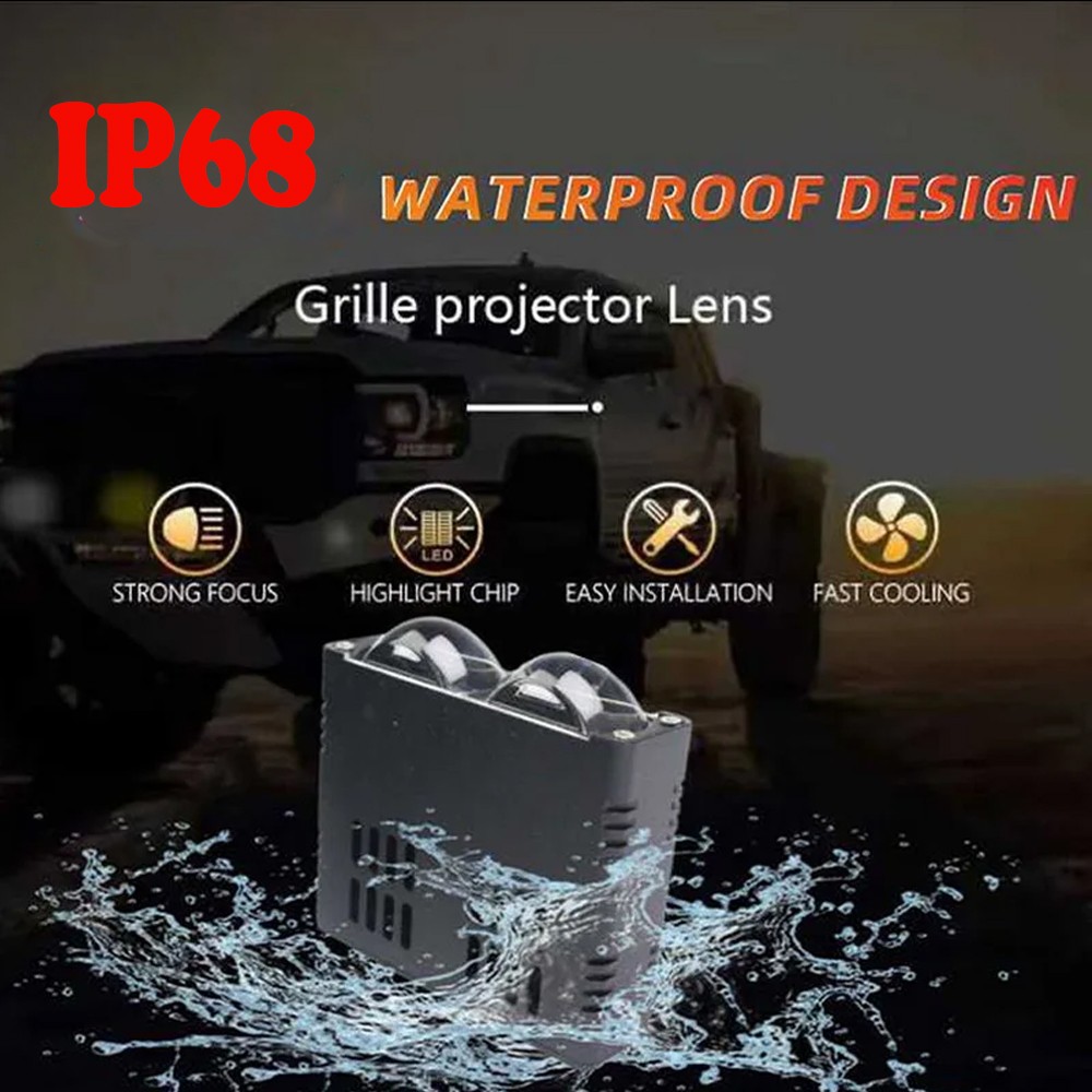 Pair White/Yellow Dual Color 120W Mini LED Projector Lens Driving Fog Lights