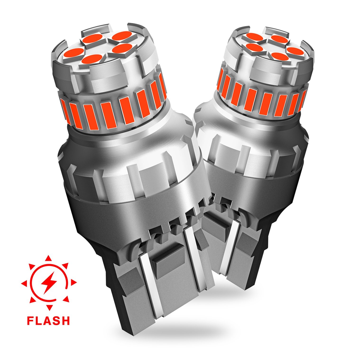 2-20X 7440 7443 LED Strobe Brake Light Bulb Red Flash Blinking Tail Light Bulb