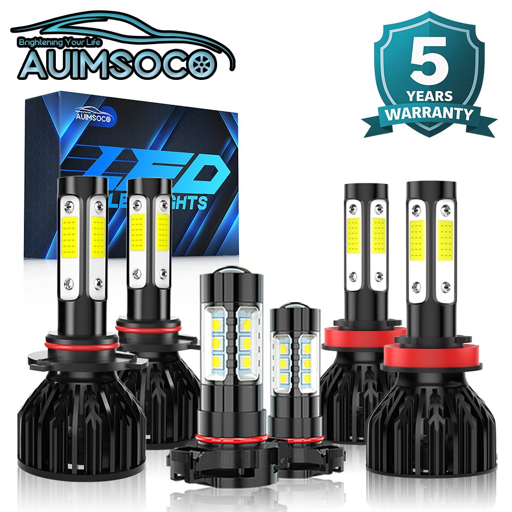 LED Headlight Bulbs 9005 H11 H16 Hi/Lo Beam & Fog 6Pcs Combo 6000K 20000LM Set