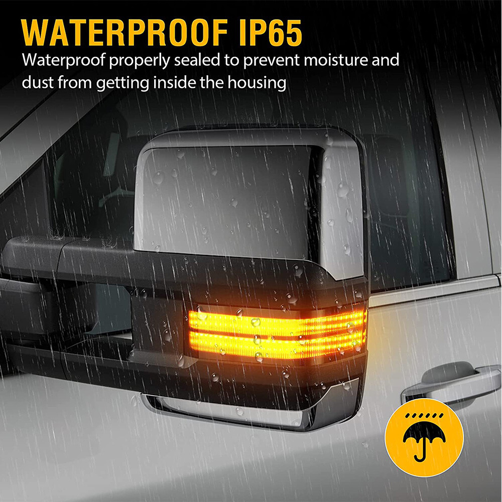 For Chevrolet Silverado GMC Sierra Dual-Row Amber LED Tow Mirror Marker Lights