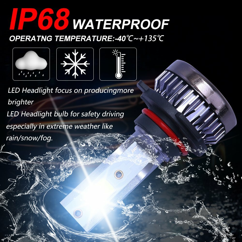 2PCS Mini 9145 9140 H10 LED Fog Light Headlight Bulbs 120W 26000LM 6000K White