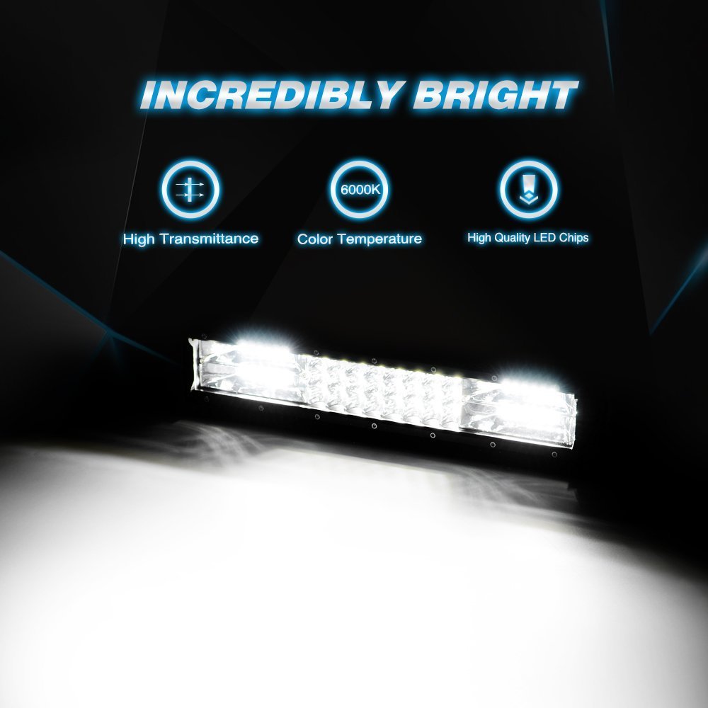 Nilight 15″ Inch 216W Flood Spot LED Light Bar for Jeep Trucks Off-Road Boat 4WD