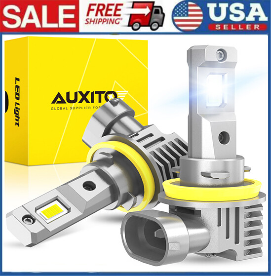 AUXITO H11 H8 H9 LED Bulbs 600% Brighter 6500K White Fanless Head Lights Hi Low