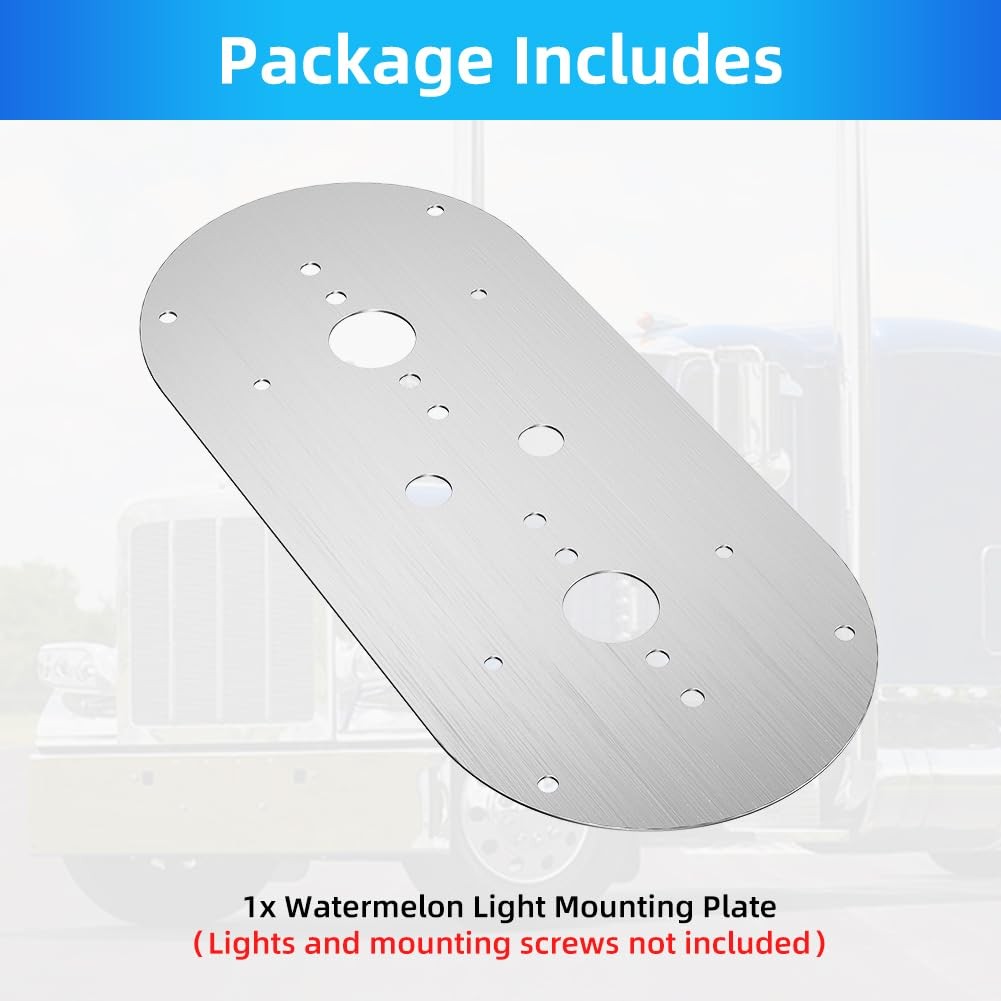 1PC Watermelon Light Mounting Plate, Silver, Peterbilt 359 379 389, W900L Bunk