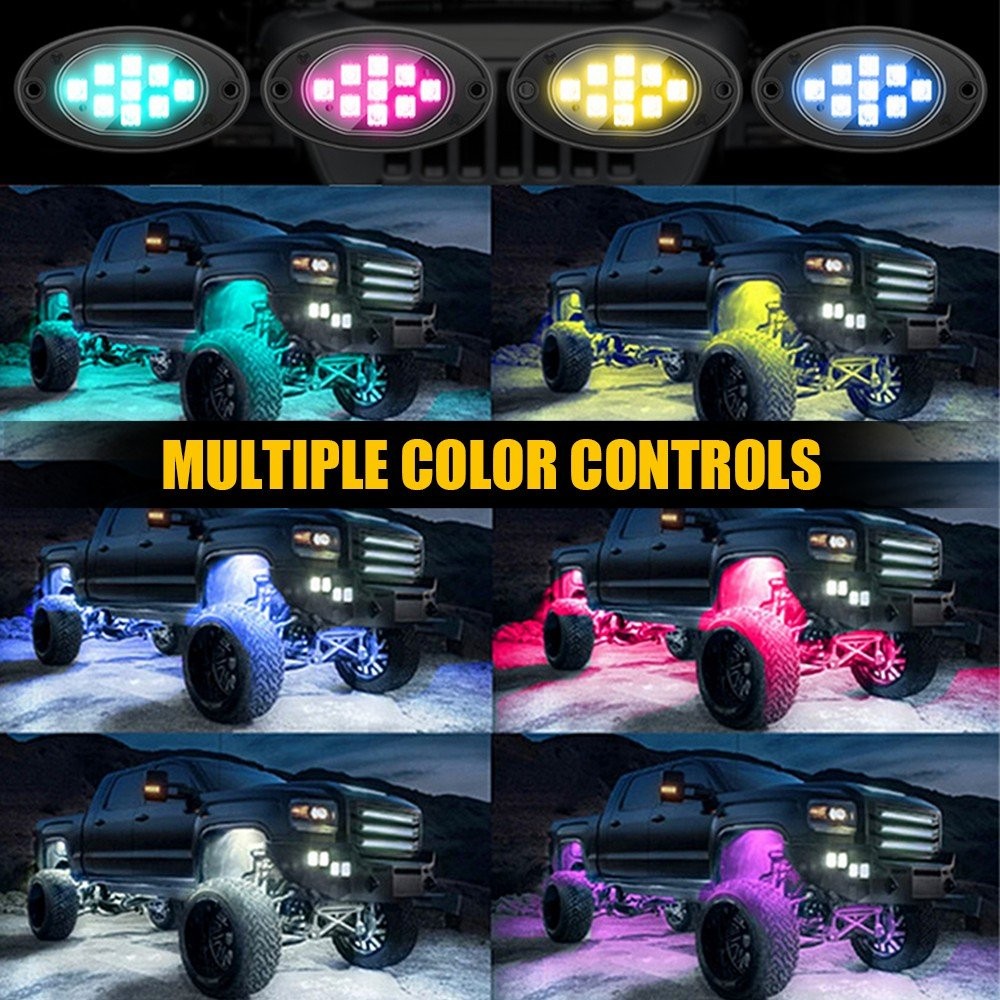 20x RGB LED Pods Rock Light Kit Underbody Glow Neon Lamp Bluetooth Music Control