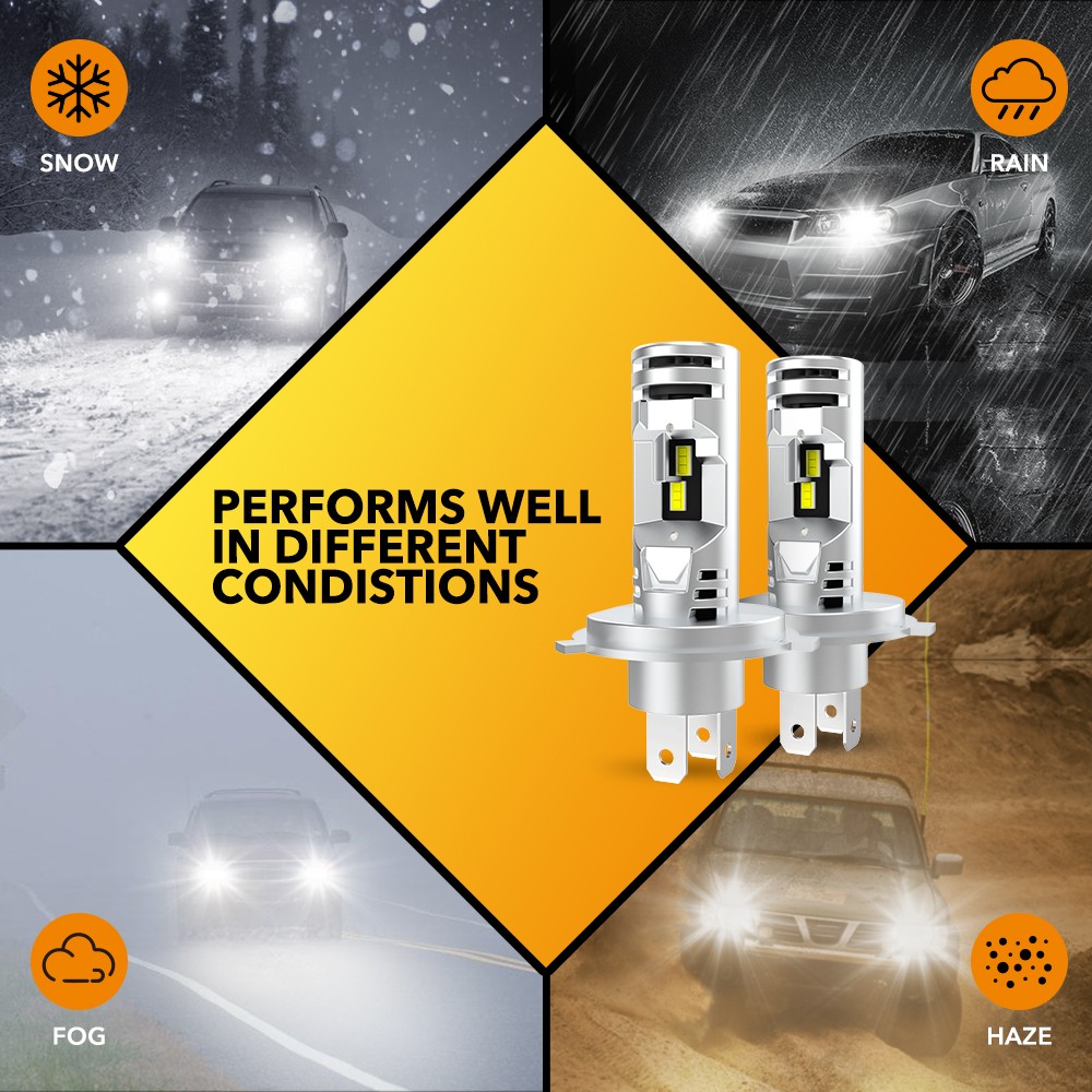 9003 H4 HB2 LED Headlight Bulbs High Low Beam 6500K White 100W 20000LM Light 2X