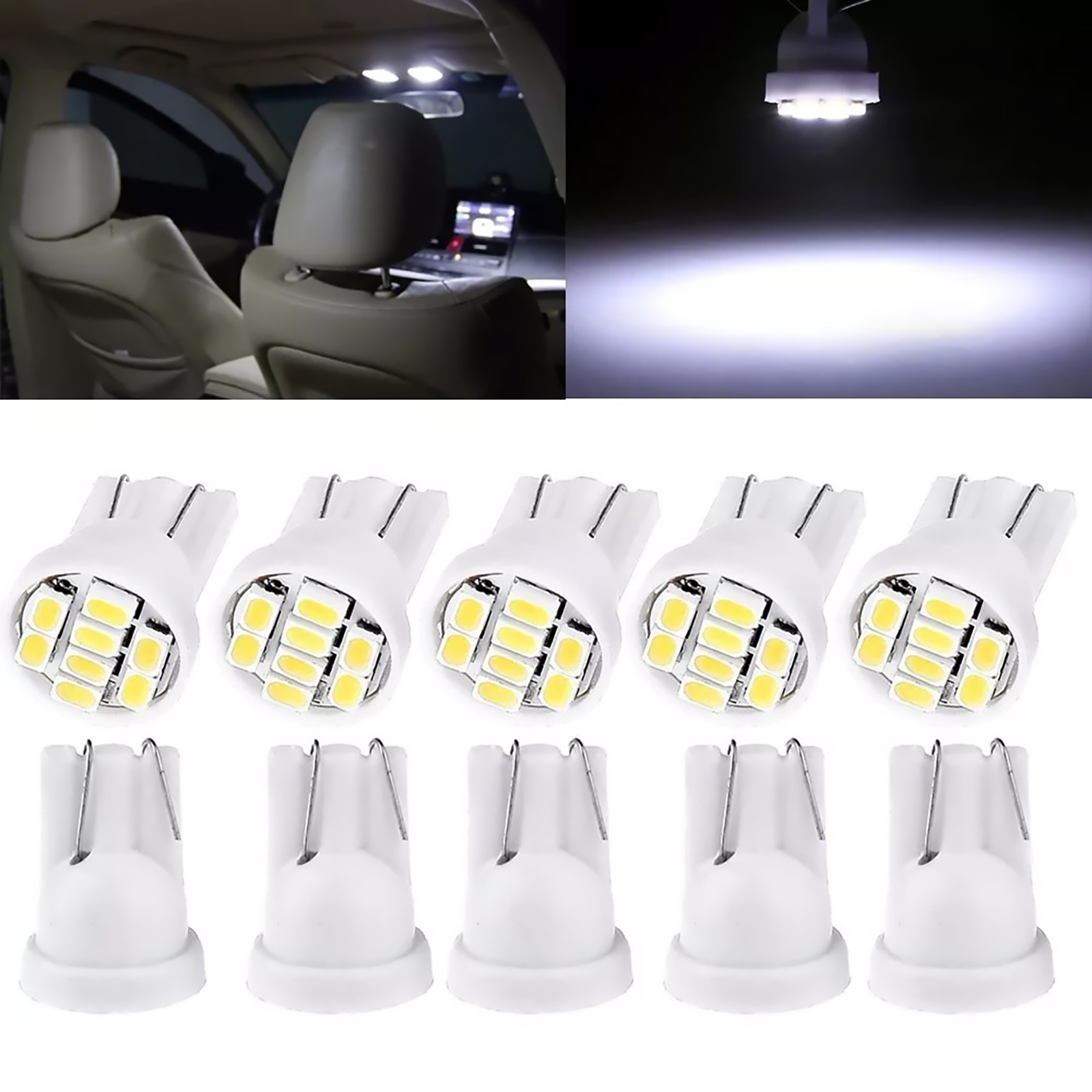 10x 8 SMD White LED Bulb Reading Light license Plate Light Door Edge Light New