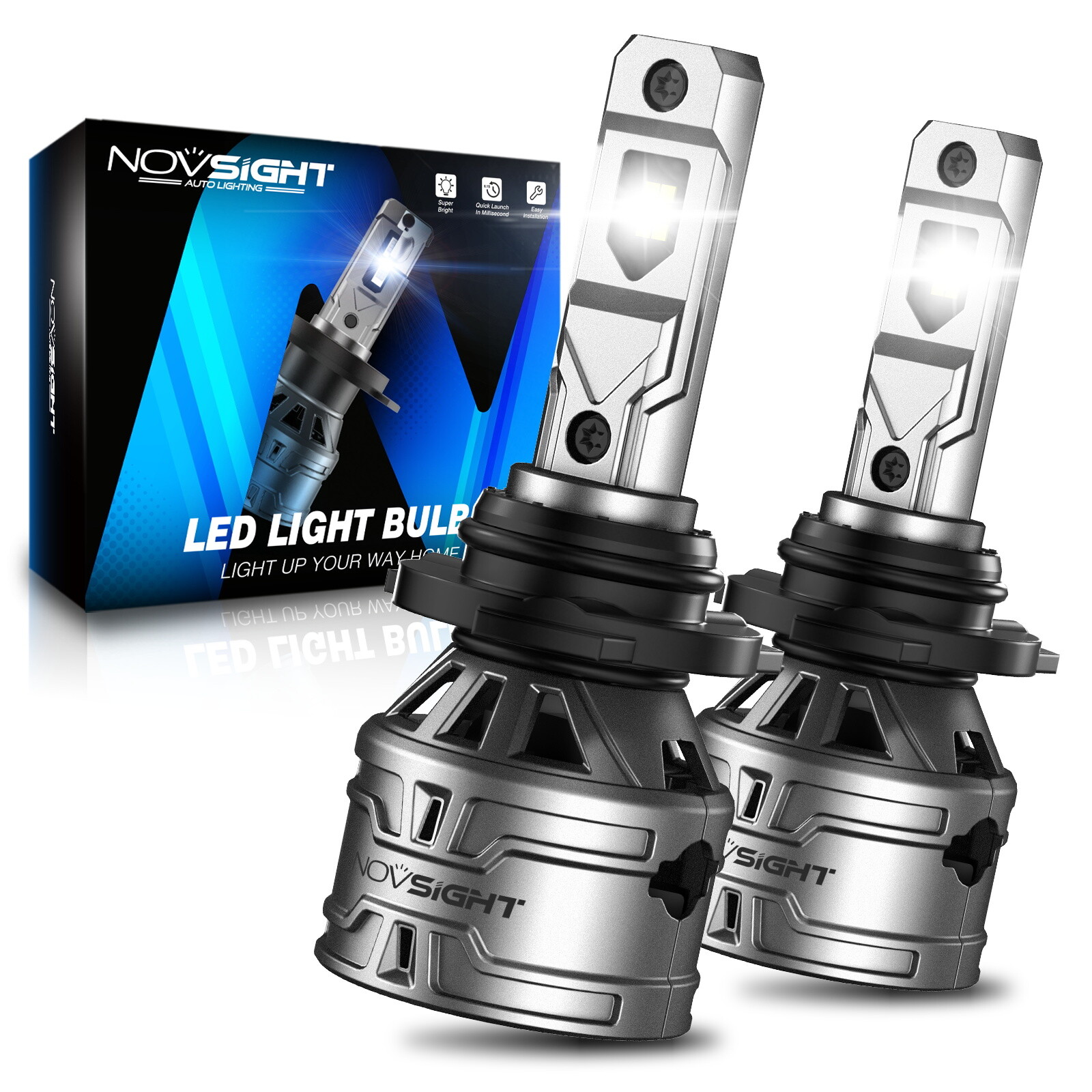 Novsight 2x H10 6500K Super Bright LED Headlight Fog Light Bulbs High Low Beam
