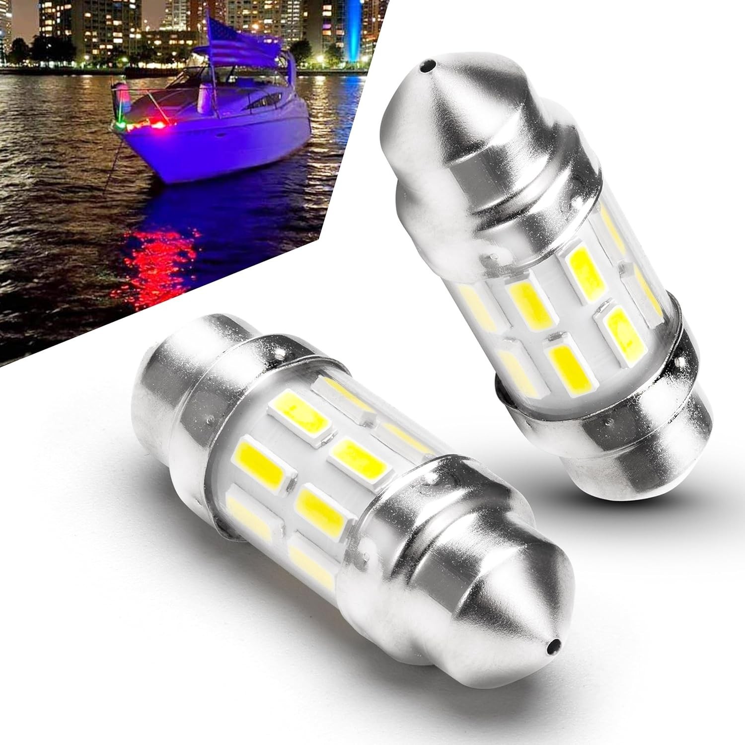 31mm Marine LED Festoon Bulb 1.5W 200LM – Ultimate Boat Navigation Lights (2-…