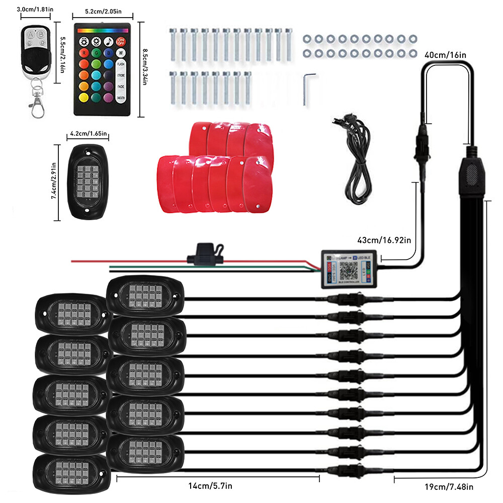 10in1 RGB LED Pods Rock Lights Trim Underbody Neon Light For Ford F150 F250 F350