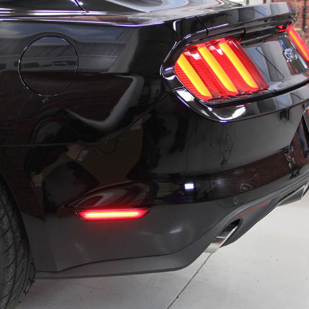 Smoked Black Lens Brilliant Red LED Side Marker Lights For 2015-up Ford Mustang
