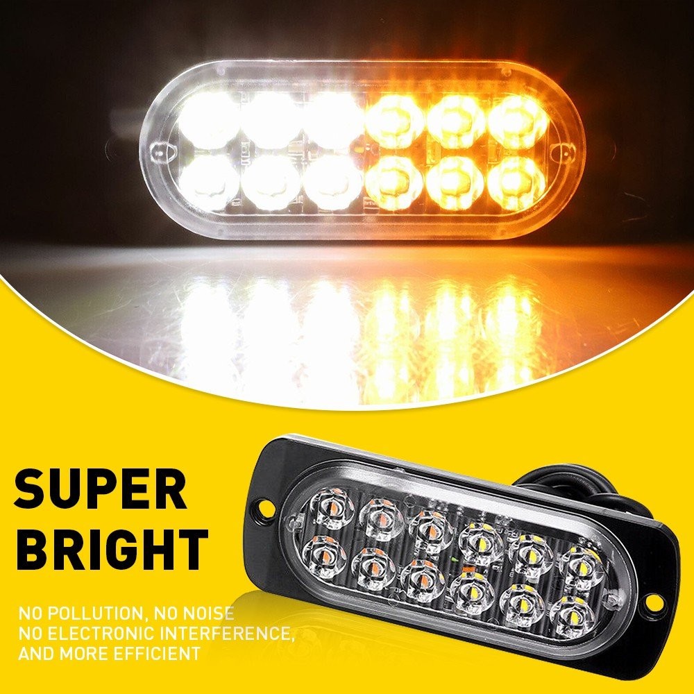4pcs Car Light Flash 12LED Daytime Running Fog Headlight DC 12V-24V W/ Screws