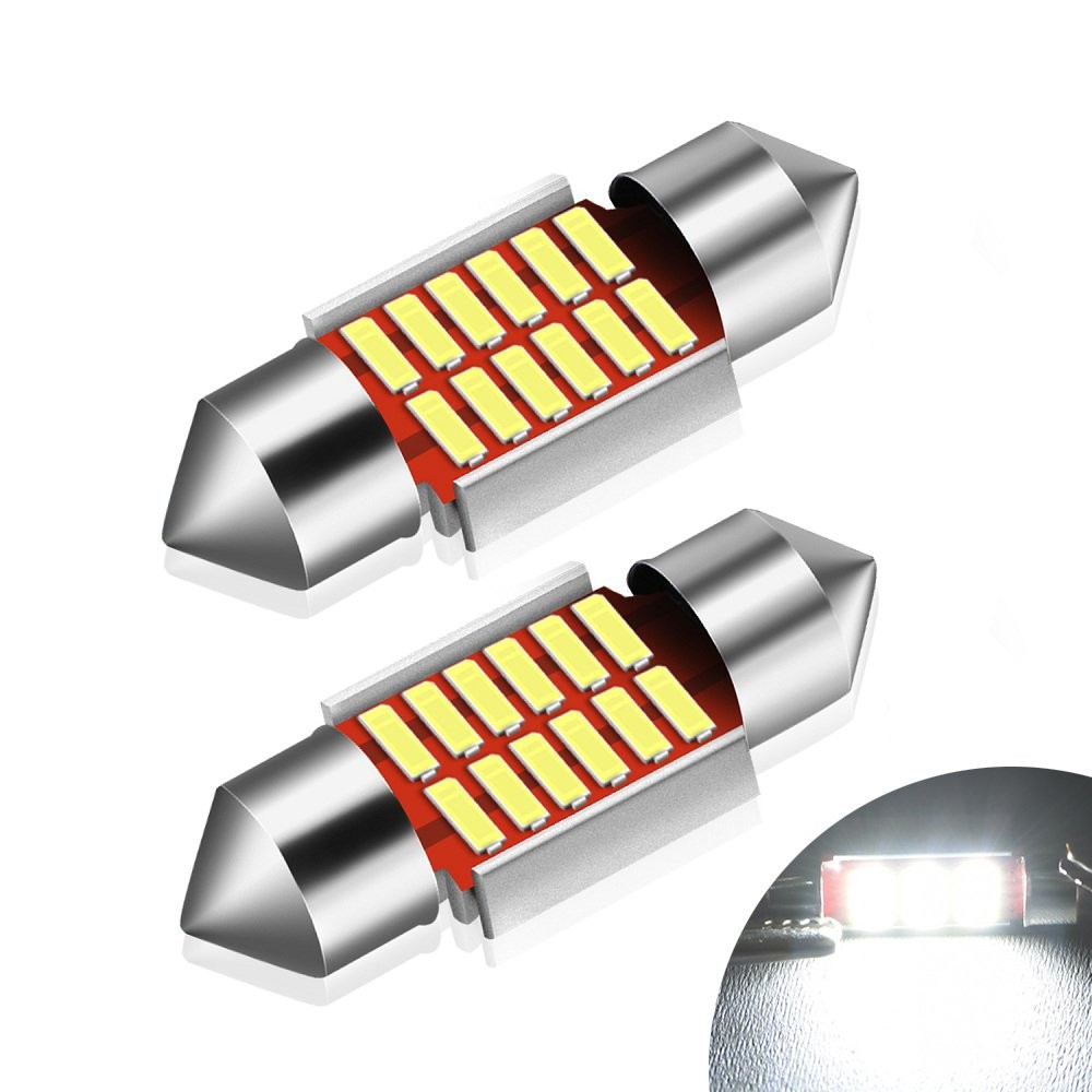 2-20 White LED Dome Map License Plate Door Side Light Bulb 12SMD 4014 Chips 31MM
