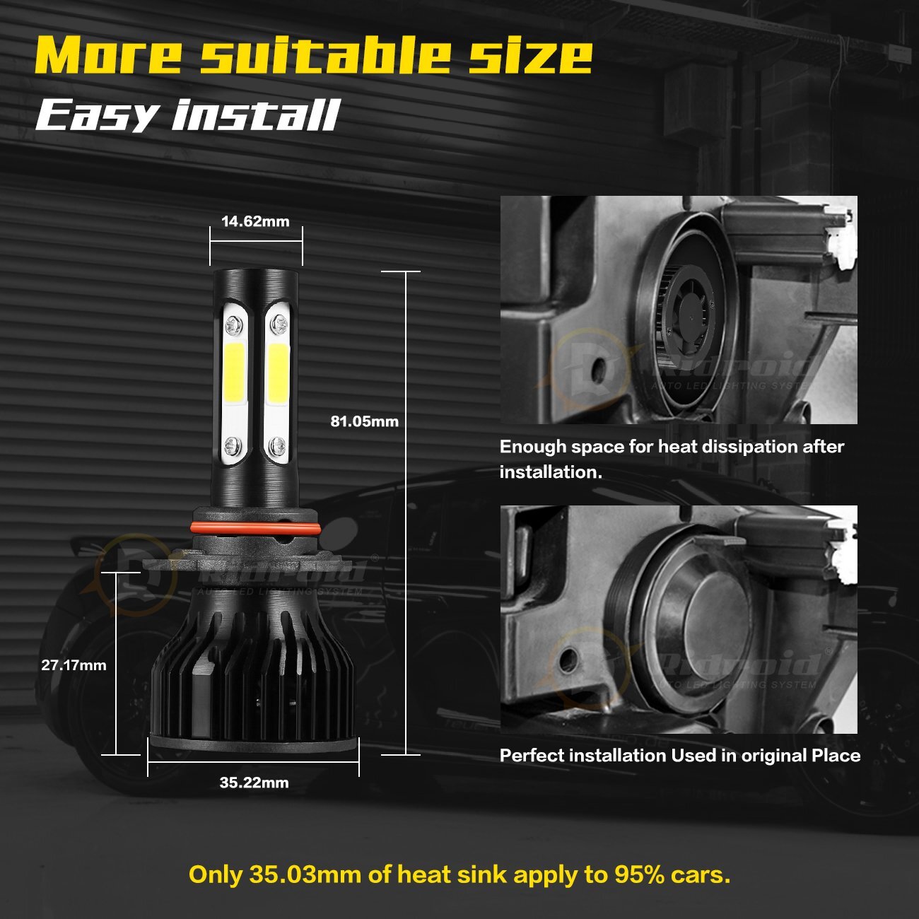4-sides 9012 LED Headlight Bulb kit High Low Beam 6000K Super Bright power white