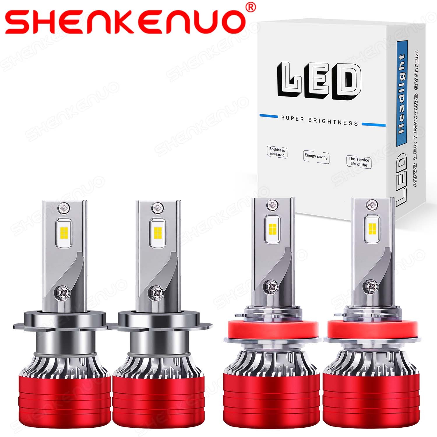 4pcs LED Headlight Bulbs Plug&Play H7 + H11 / H8 High Low Beam Bright White