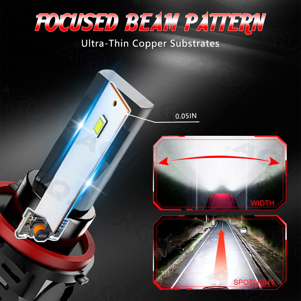 For Chevy Tahoe 2007-2022 4x 9005 H11 6000K LED Headlight Bulbs Hi-Low Beam