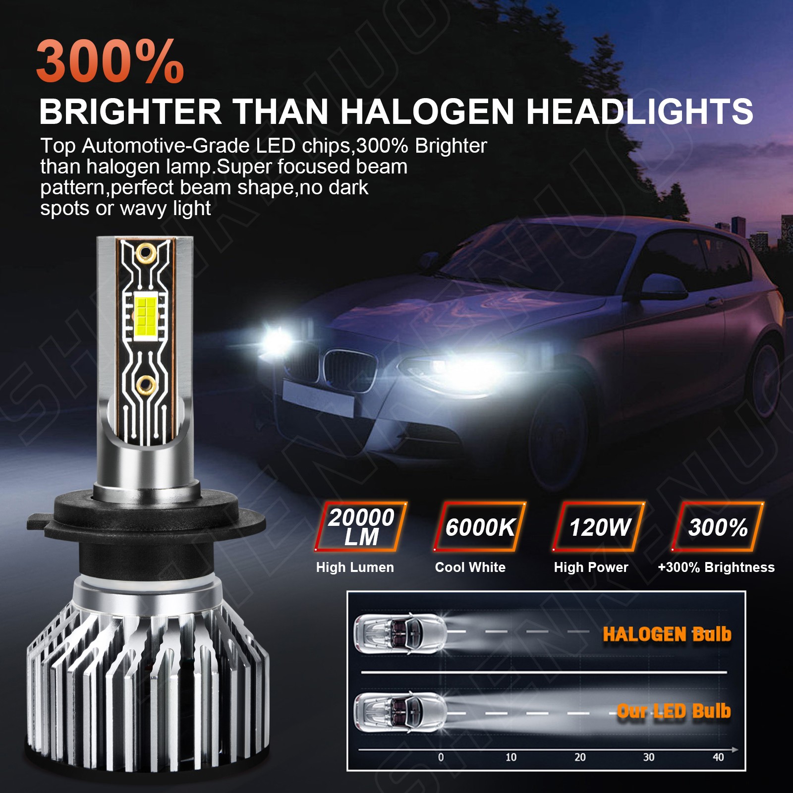 For 2008-2009 Kia Amanti Combo H7 H11 LED Headlight Bulbs Hi Lo Beam 50000 hours