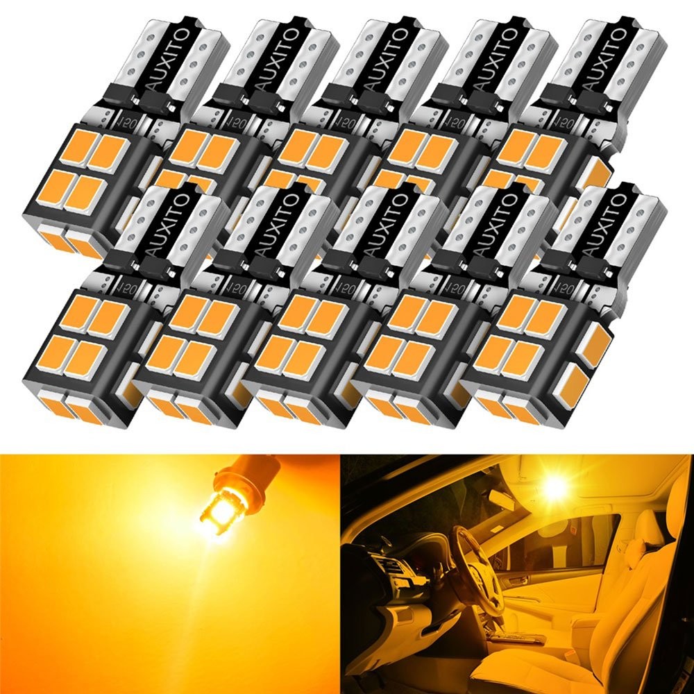 10x AUXITO T10 194 168 Amber 3000K LED License Plate Side Marker Light Bulb EOOK