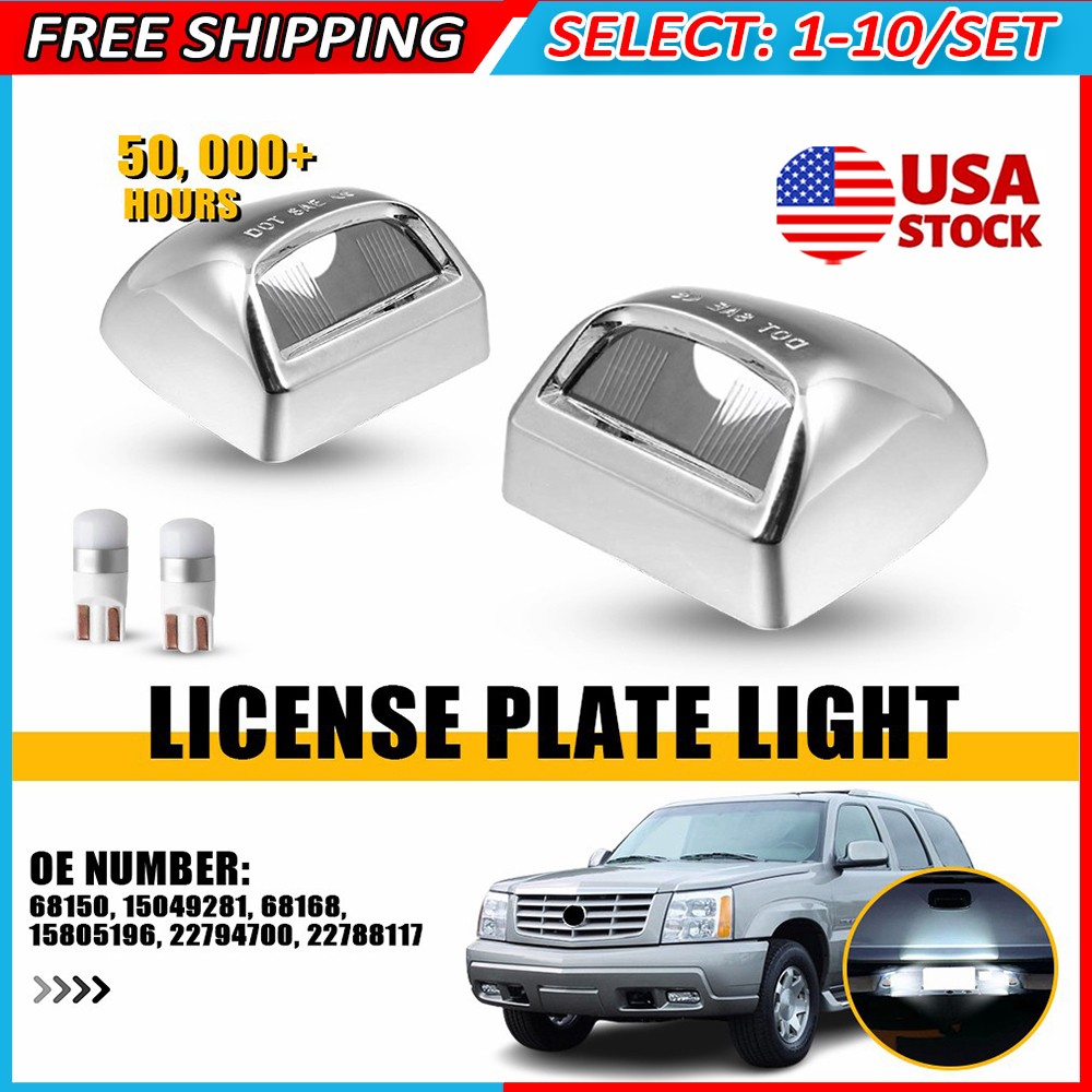 2-20x Fit Cadillac Escalade Chevy Suburban Rear License Plate Light Cover W/Bulb